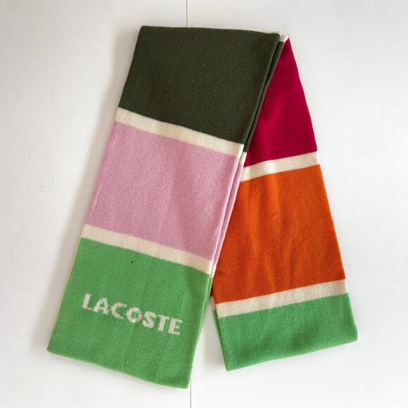 Lacoste Wool Scarf Multicolor Striped Colorblock - Picture 5 of 9